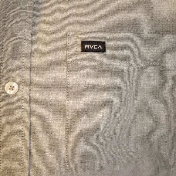 RVCA Mens Slim Fit Long Sleeve Oxford Shirt Gray Cotton Button Down Size L - Picture 9 of 10
